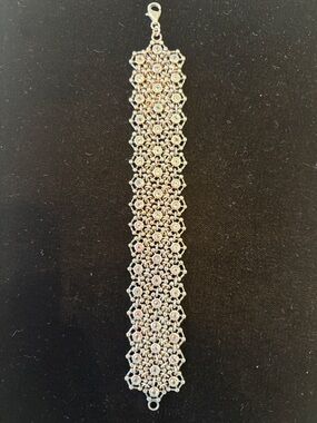 Fabulous mesh drape Silver tone pale aquamarine color Crystal Bracelet - Silver
